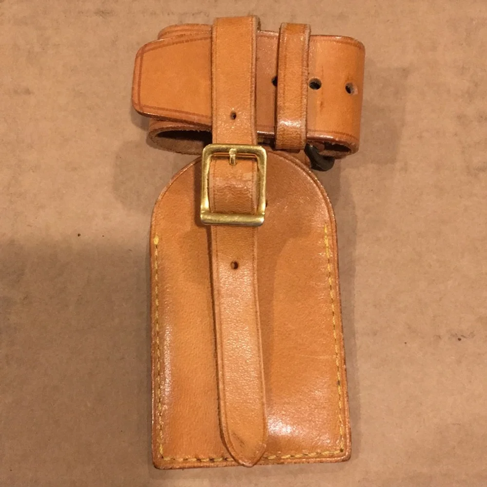M LOUIS VUITTON LV Luggage Tag & LV Poignet - One Set Vachetta Leather